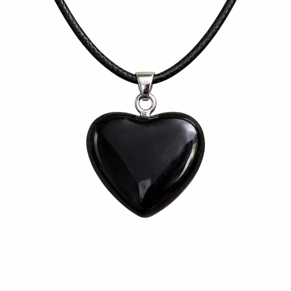 Collar Obsidiana Negra Corazón Protección Energética Piedra Natural