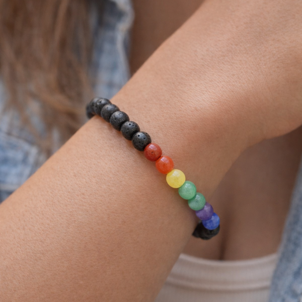 Pulsera 7 Chakras con Lava Volcánica | Energía, Protección y Aromaterapia