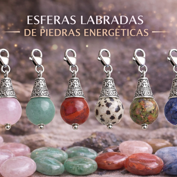 Collar con Esfera de Piedra Natural Labrada – Varias Piedras