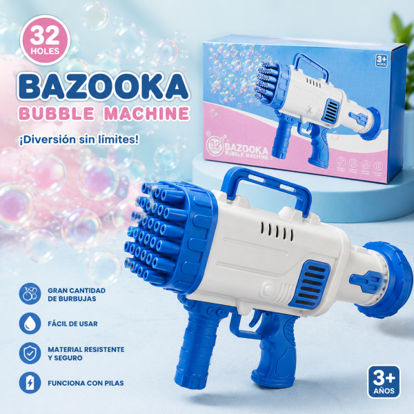 Pistola Bazooka De Burbujas 32 Orificios Automática